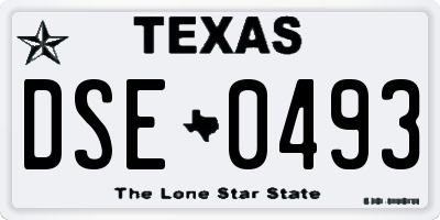TX license plate DSE0493