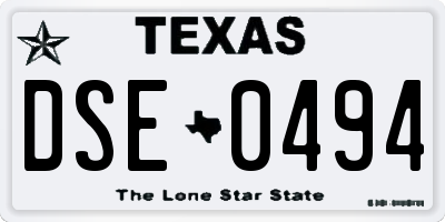TX license plate DSE0494