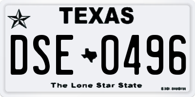 TX license plate DSE0496