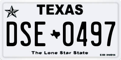TX license plate DSE0497