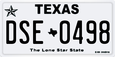 TX license plate DSE0498