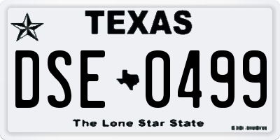 TX license plate DSE0499