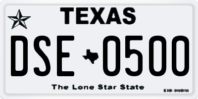 TX license plate DSE0500