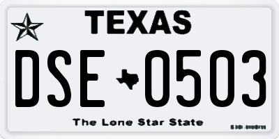 TX license plate DSE0503