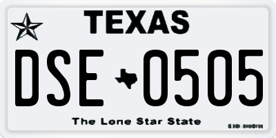 TX license plate DSE0505