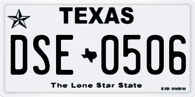 TX license plate DSE0506