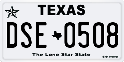TX license plate DSE0508