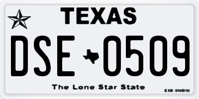TX license plate DSE0509