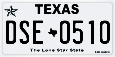 TX license plate DSE0510