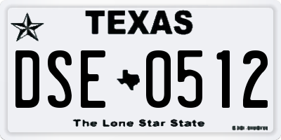TX license plate DSE0512