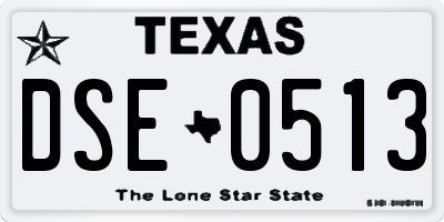 TX license plate DSE0513