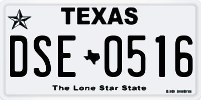 TX license plate DSE0516