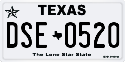 TX license plate DSE0520