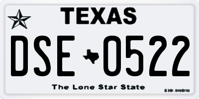 TX license plate DSE0522