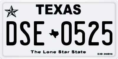 TX license plate DSE0525