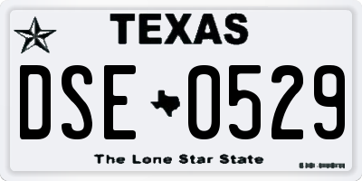 TX license plate DSE0529