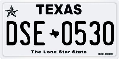 TX license plate DSE0530