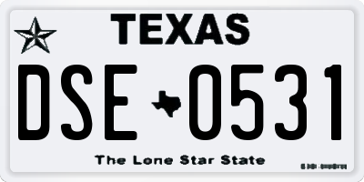 TX license plate DSE0531