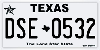 TX license plate DSE0532