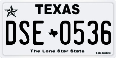 TX license plate DSE0536