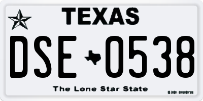 TX license plate DSE0538