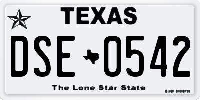 TX license plate DSE0542