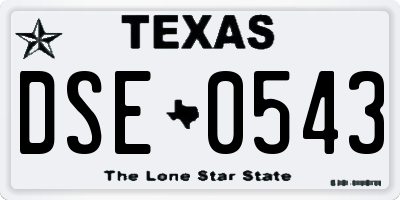 TX license plate DSE0543