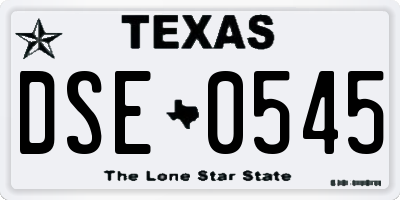 TX license plate DSE0545