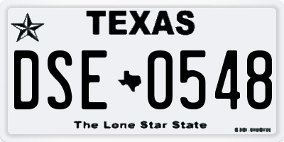 TX license plate DSE0548