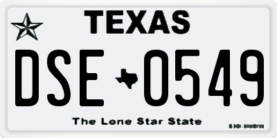 TX license plate DSE0549