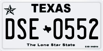 TX license plate DSE0552