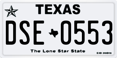 TX license plate DSE0553