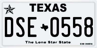 TX license plate DSE0558
