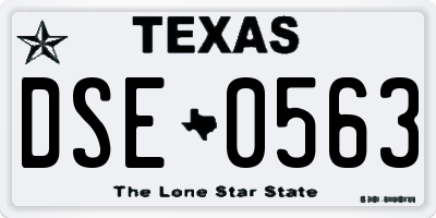TX license plate DSE0563