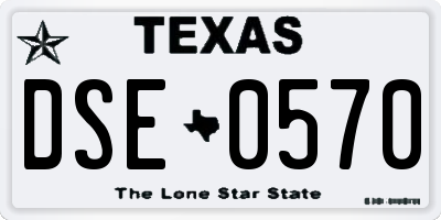 TX license plate DSE0570