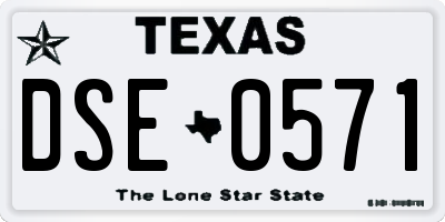 TX license plate DSE0571