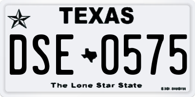 TX license plate DSE0575