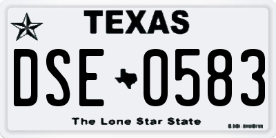 TX license plate DSE0583