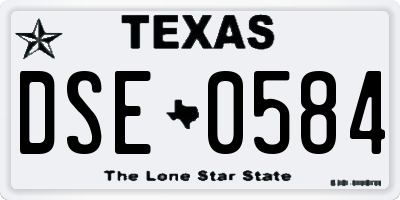 TX license plate DSE0584