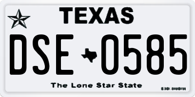 TX license plate DSE0585