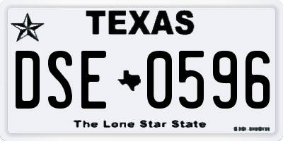 TX license plate DSE0596