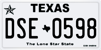 TX license plate DSE0598