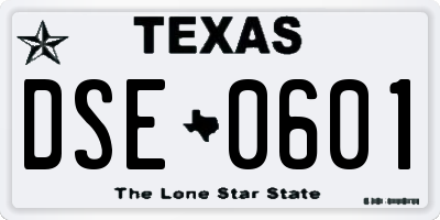 TX license plate DSE0601