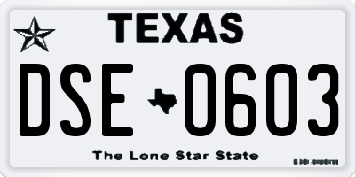 TX license plate DSE0603