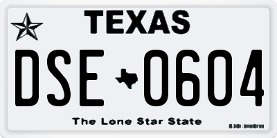 TX license plate DSE0604