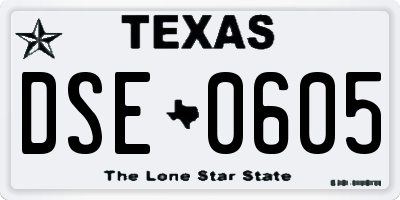 TX license plate DSE0605