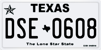 TX license plate DSE0608