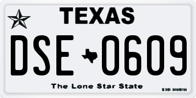 TX license plate DSE0609