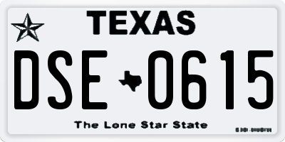 TX license plate DSE0615