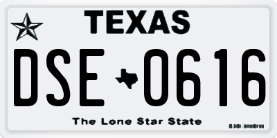 TX license plate DSE0616